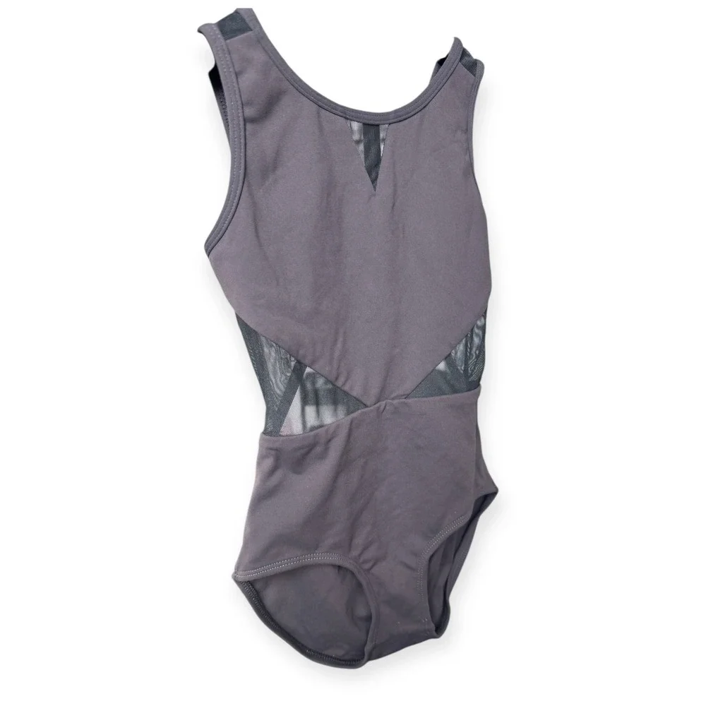 Purple Pixies Girls All Meshed Up Leotard Grey CM